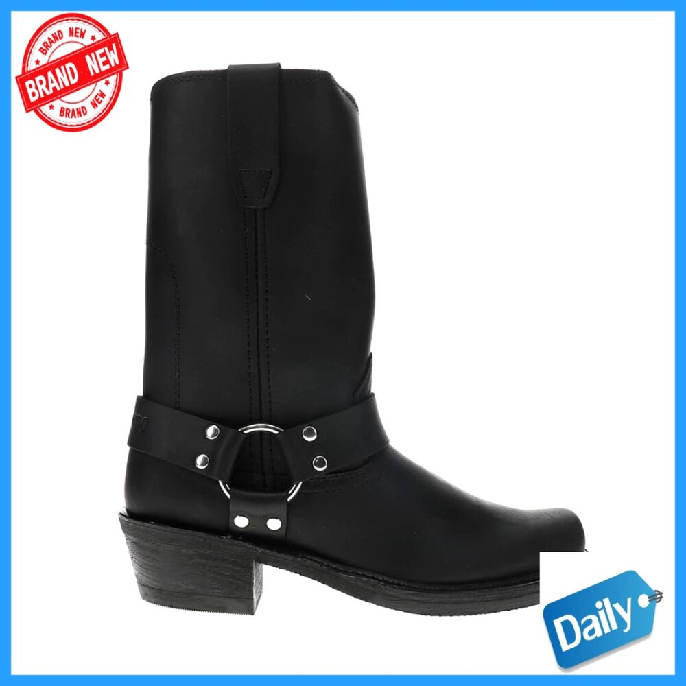 Women's Leather Harness Boots, Slip-Resistant Sole, Mid-Calf Height